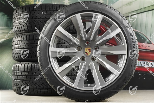 20" Taycan Tequipment Design Winterräder Satz, Felgen 9J x 20 ET54 + 11J x 20 ET60 + NEUE Pirelli Winterreifen 245/45 R20 + 285/40 R20