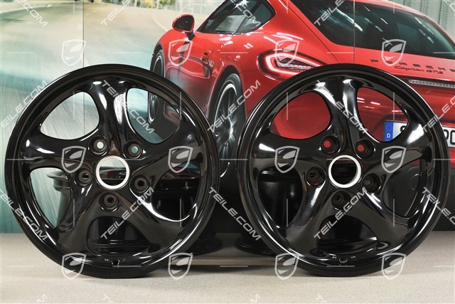 17-inch Carrera wheel set, 7J x 17 ET55 + 8,5J x 17 ET50, black high gloss