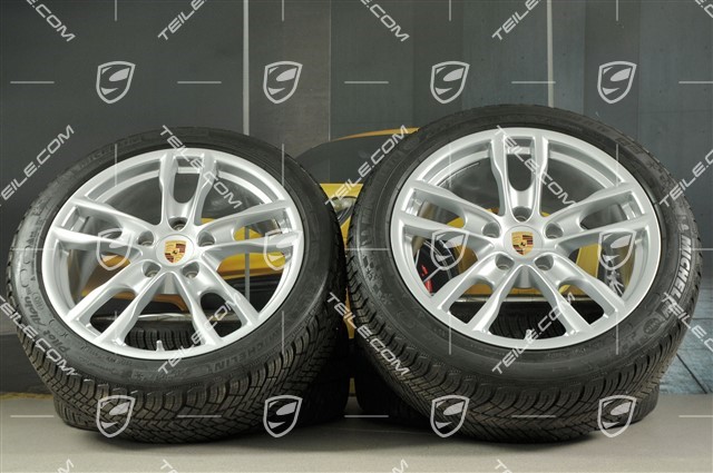 19" winter wheel set Boxster S, rims 8J x 19 ET57 + 9,5J x 19 ET45, tyres Michelin Pilot Alpin 4 235/40 R19 + 265/40 R19, with TPMS.