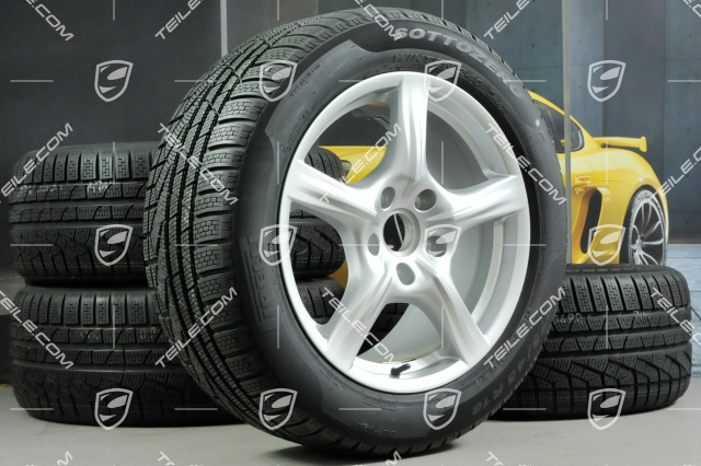 18" Komplet kół zimowych Panamera, 8J x 18 ET 59 + 9J x 18 ET 53, z oponami zimowymi Pirelli Sottozero II 245/50 R18 + 275/45 R18, czujniki ciśnienia