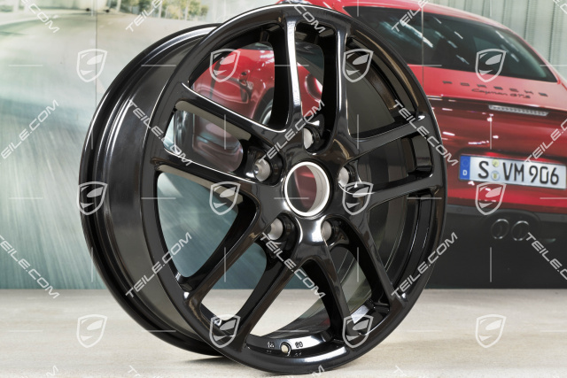 17-inch Cayman wheel set, front 6,5J x 17 ET55 + rear 8J x 17 ET40, black high gloss