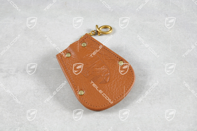 Key case, REUTTER logo + Porsche crest, leather