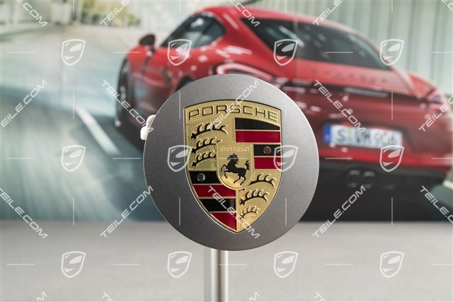 Radzierdeckel, konvex, Wappen farbig, für 20" Carrera Sport Felgen in Platinum