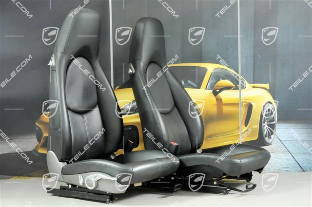Seats, manual adjustable, heating, leather, black, set (L+R)