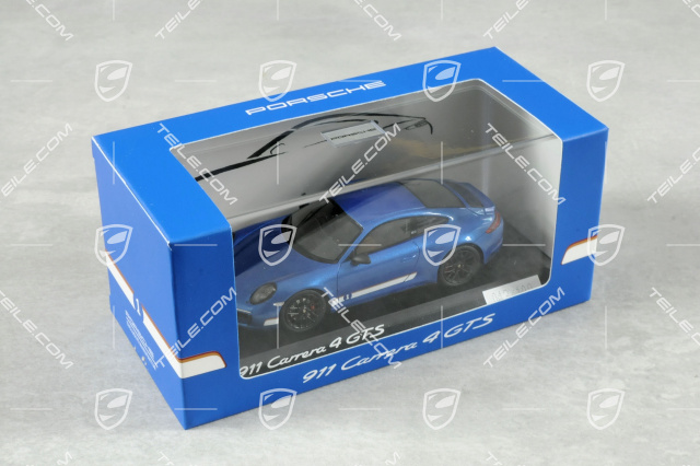 Car model Porsche 911 (991.2) Carrera 4 GTS, Exclusive Manufaktur "British Legends Edition", blue, scale 1:43, Limited Edition/100 pcs.