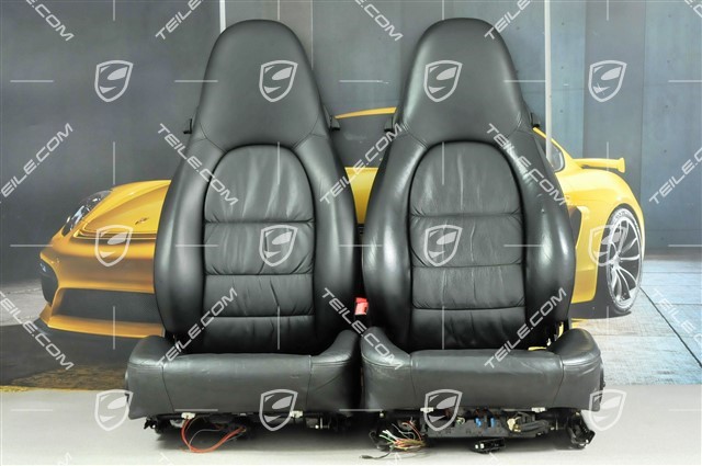 Seats, el adjustable, leather, Black, Draped, set (L+R)
