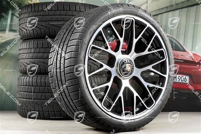 20" Turbo S central locking winter wheel set for Turbo S / GTS, wheels 8,5J x 20 ET51 + 11J x 20 ET59 + NEW Pirelli Sottozero II winter wheels 245/35 R20+295/30 R20, TPMS