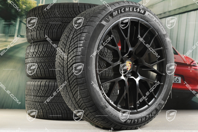 20" "RS Spyder Design" koła zimowe, komplet, felgi 9J x 20 ET26 + 10J x 20 ET19, opony zimowe Michelin Pilot Alpin 5 SUV 265/45 R20 + 295/40 R20, z czujnikami ciśnienia, czarny satynowy półmat