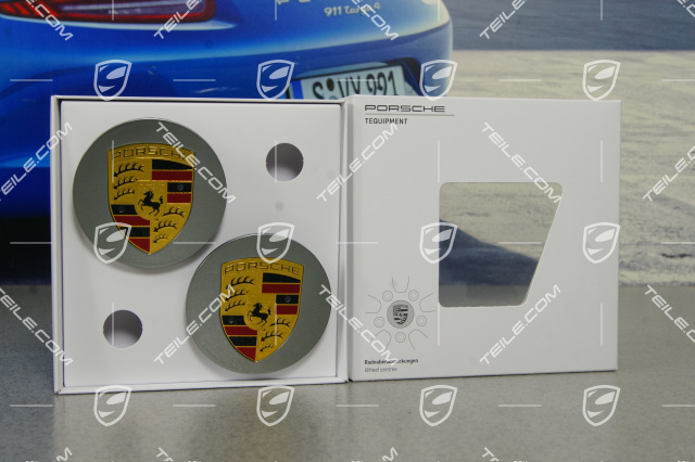 Hub cap set, for 20" Carrera Sport wheels, crest coloured