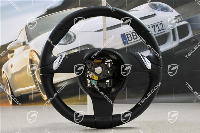 Steering wheel, Leather, Automatic transmission, black