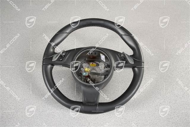 Multifunction steering wheel, heated, Smooth Leather, Black
