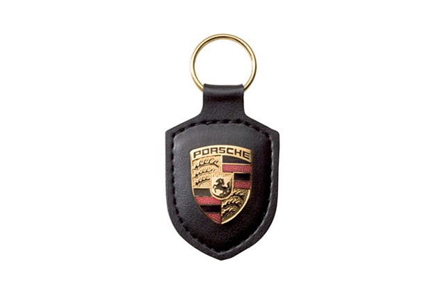 Genuine Porsche Leather Crest Key chain NEW WAP05009