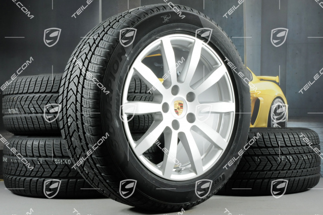 19-inch Cayenne S winter wheel set, rims 8,5J x 19 ET47 + 9,5J x 19 ET54 + Pirelli winter tyres 255/55 R19 + 275/50 R19, with TPMS