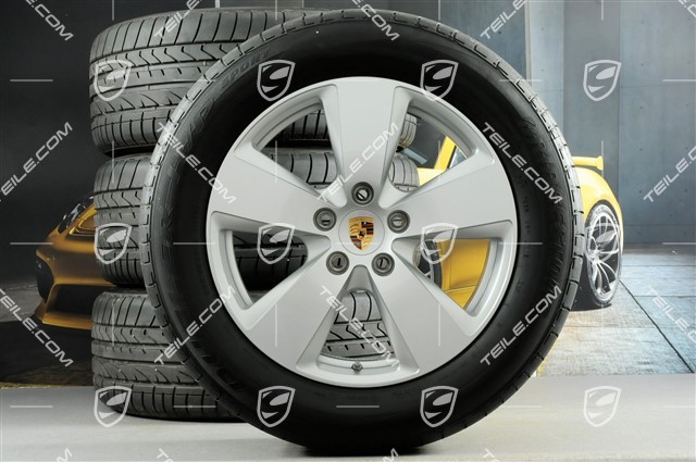 19-inch Cayenne summer wheel set, rims 8,5J x 19 ET47 + 9,5J x 19 ET54 + summer tyres 255/55 R19 + 275/50 R19, with TPMS