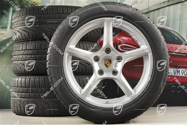 18" Boxster winter wheels set, rims 8J x 18 ET57 + 9,5J x 18 ET49, Pirelli Sottozero II winter tires 235/45 R18 + 265/45 R18, DOT/prod. year 2018, tyres profile 6mm, with TPMS