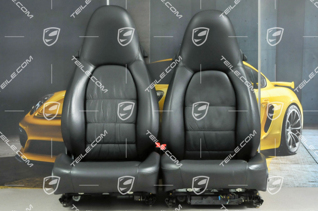 Seats, el adjustable, heating, leather, Black, Draped, set (L+R)