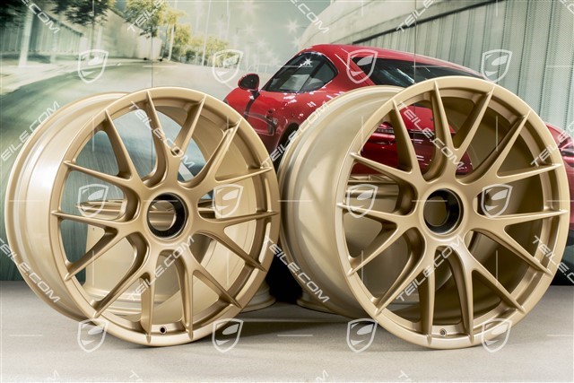 20"+21" GT2RS/GT3RS Magnesium zestaw/komplet felg, felgi 9,5 J x 20 ET50 + 12,5 J x 21 ET48, Aurum satynowy półmat