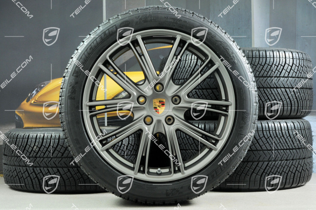 20-inch winter wheels set "Exclusive Design", rims 9,5 J x 20 ET71 + 10,5 J x 20 ET71 + Michelin Pilot Alpin 4 winter tires 275/40 R20 + 315/35 R20, Platinum (satin)