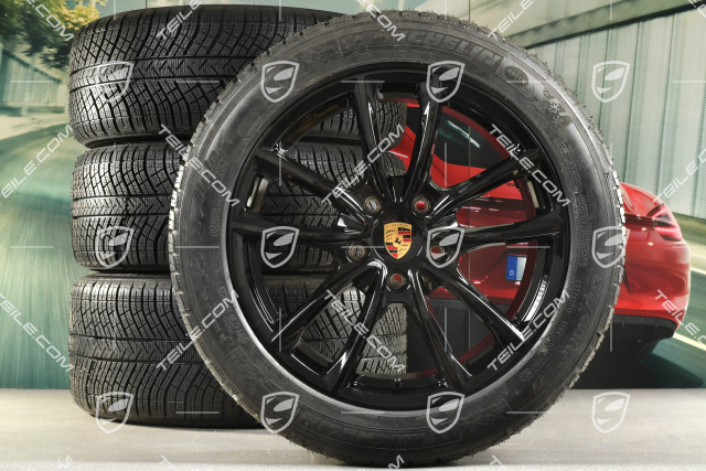 19-inch winter wheels set "Panamera S", rims 9J x 19 ET64 + 10,5 J x 19 ET62 + NEW Michelin Pilot Alpin 4 winter tyres 265/45 R19 + 295/40 R19, black high gloss