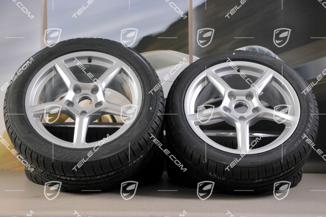 18" Boxster winter wheel set, 8J x 18 ET57 + 9J x 18 ET47 + winter tyres Pirelli Sottozero II 235/45 R18 + 265/45 R18, with TPMS