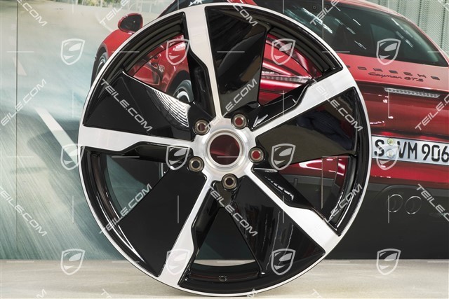 21-inch wheel rim Taycan Exclusive Design, 11,5J x 21 ET66, rear, black high gloss, R