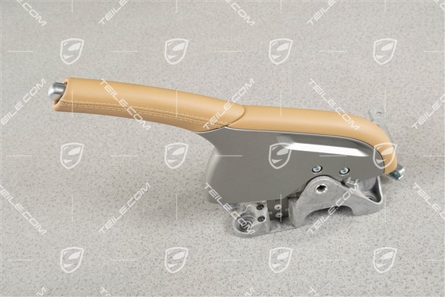 Parking-brake lever, complete, leather, Sand beige