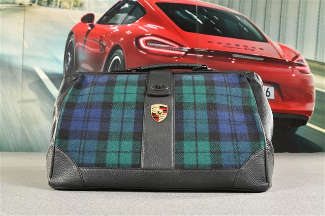 Porsche Classic Car Care Set with bag (tartan blue/green pattern), for all models