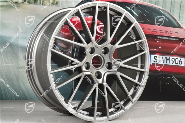 21-inch wheel rim set Cayenne RS Spyder, 11J x 21 ET58 + 9,5J x 21 ET46, Platinum satin matt