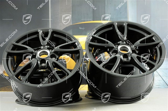 18-inch Carrera IV wheel set, 8J x 18 ET57 + 10,5J x 18 ET60, C2 / C2S, black high gloss