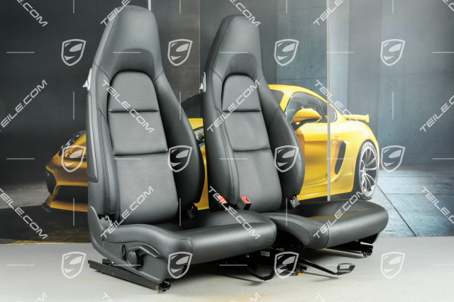 Seats, manual adjustment, heated, leatherette, black, set (L+R)