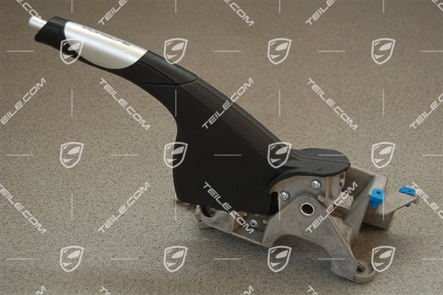 Hand-brake lever, alu / black leather