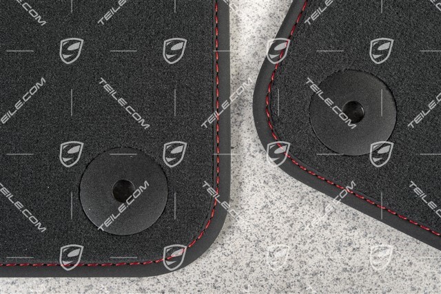 Floor mat set, front (L+R), Black/Carmine Red