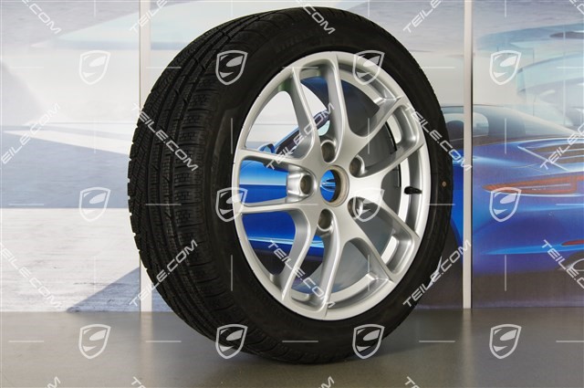 18-inch winter wheels set "Cayman", rims 8J x 18 ET57 + 9J x 18 ET47 + NEW winter tyres Pirelli SottoZero2 N0 235/45 R18 + 265/45 R18, without TPM sensors