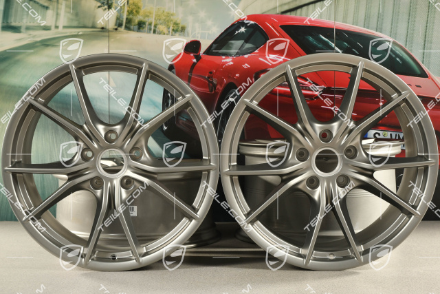 20" Komplet felg Carrera S IV, 8,5J x 20 ET49 + 11J x 20 ET56, do kół zimowych, C4/C4S/GTS, kolor: platynowy satyna