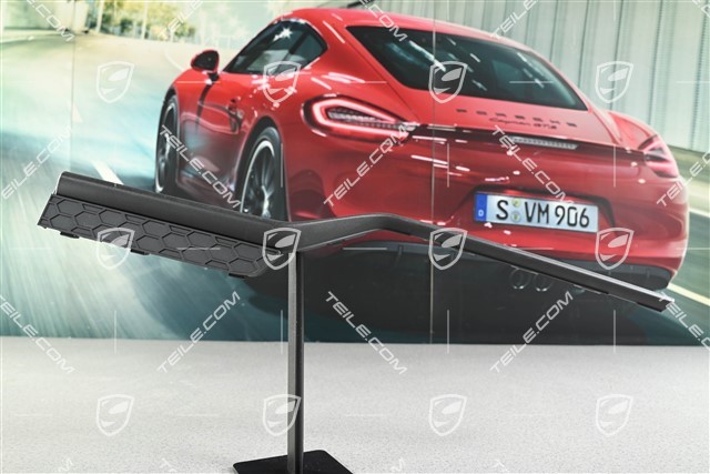 Rear bumper cover trim, lower, car with trailer coupling, black matte, L