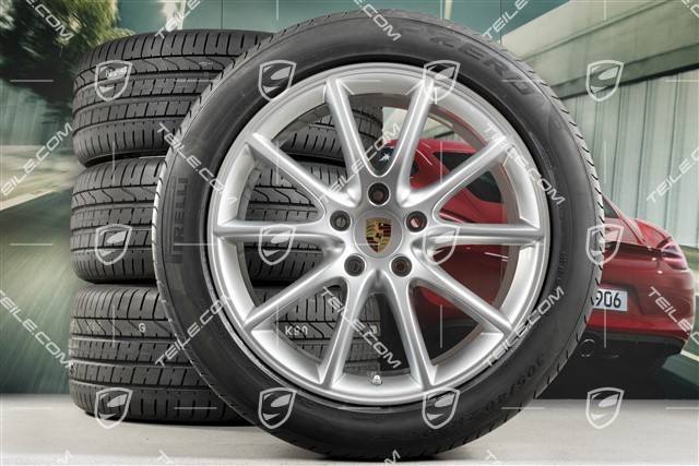 20-inch Cayenne Design summer wheel set, rims 9J x 20 ET50 + 10,5J x 20 ET64 + NEW Pirelli summer tyres 275/45 R20 + 305/40 R20, with TPMS
