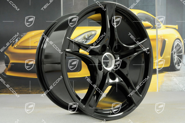 18-inch Cayman S II wheel set (Facelift), 8J x 18 ET57 + 9J x 18 ET43, black high gloss