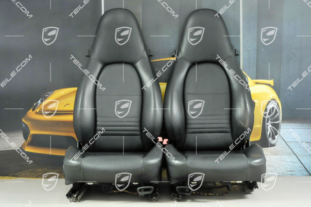 Seats, manual adjustable, heating, leather, Black, set (L+R)