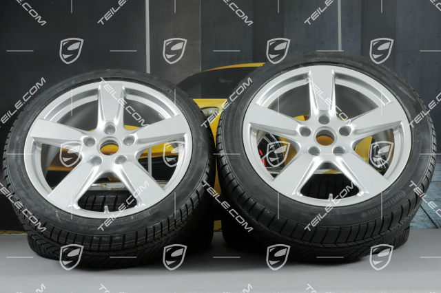 19" Koła zimowe komplet "Cayman S", felgi 8J x 19 ET57 + 9,5J x 19 ET45 + opony zimowe Continental WinterContact TS 830P 235/40 R19 + 265/40 R19, z czujnikami RDK