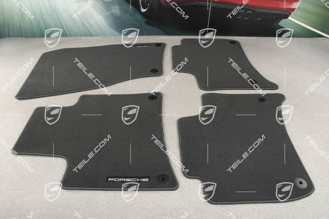 Floor mats set, velour, 4-part, GTS, Black-Rhodium Silver