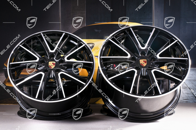 21-inch wheel rim set Panamera Exclusive, 9,5J x 21 ET71 + 11,5J x 21 ET69, black high gloss