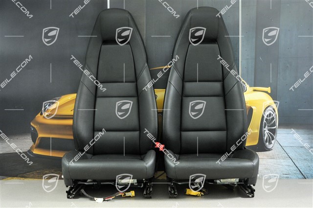 Seats, el. adjustment, leatherette, black, set (L+R)