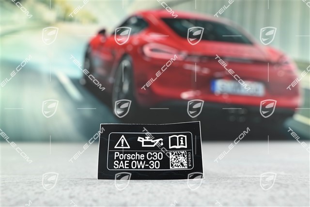 Notice sticker for recommended engine oil