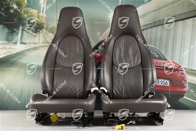 Seats, manual adjustable, leather, Cocoa, set (L+R)