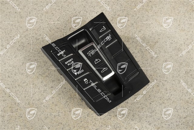Control panel / switchboard centre console, cabrio, black matte/ hi-gloss chrome