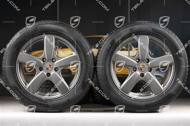 19-inch winter wheels set Cayenne Sport Classic, rims 8,5J x 19 ET59 + Pirelli winter tires 265/50 R19, Platinum (semigloss), with TPM