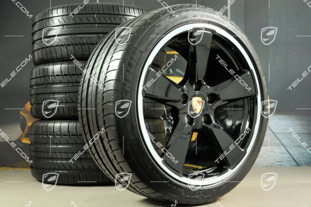 20" Sport Classic summer wheels set, black glossy, rims 9,5J x 20 ET65 + 11,5 x 20 ET63 + summer tyres 255/40 ZR20 + 295/35 ZR20, with TPM