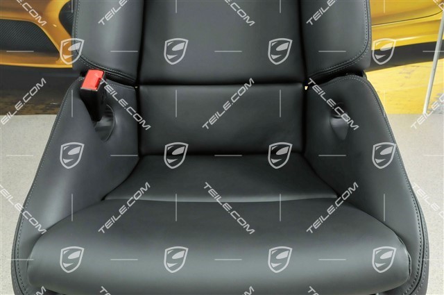 Sportowy fotel kubełkowy, składany, skóra, czarny, L