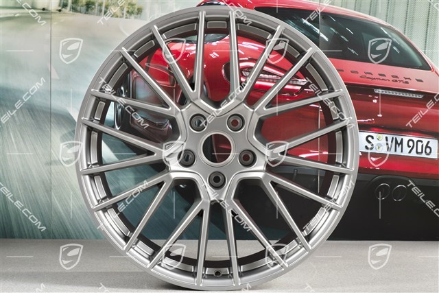 21-inch wheel rim set Cayenne RS Spyder, 11J x 21 ET58 + 9,5J x 21 ET46, Platinum satin matt