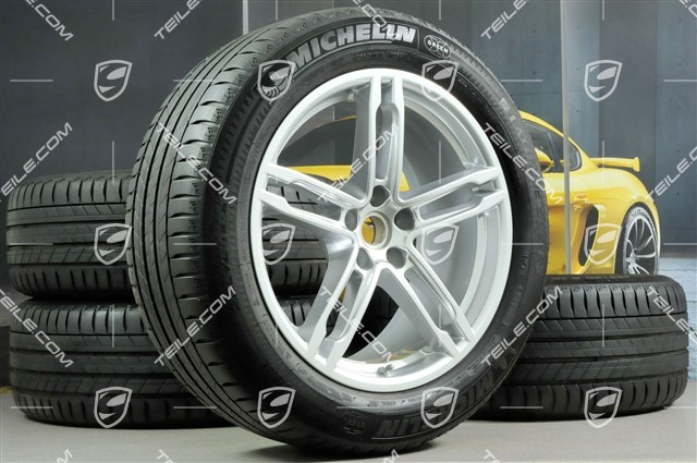 19-inch "Macan Turbo" summer wheels set, rims 8J x 19 ET21 + 9J x 19 ET21, summer tyres Michelin 235/55 R 19 + 255/50 R 19, with TPMS